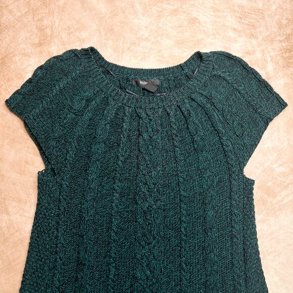 Style & Co Short Cap Sleeve Cable Knit Sweater Mini Dress Green Academia Grunge - Picture 3 of 7